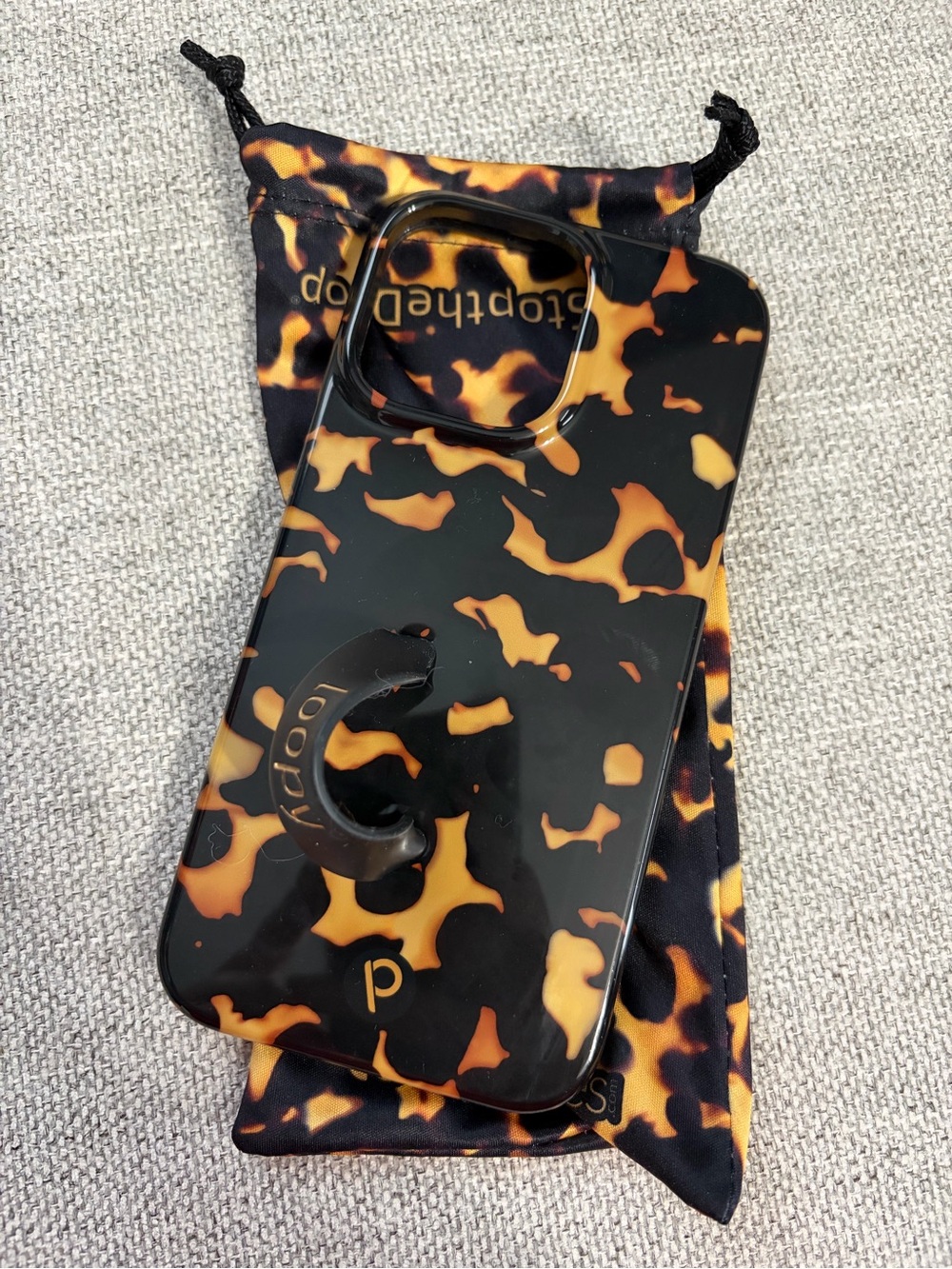 Loopy Case Tortoiseshell Phone Case with Grip - Black & Amber